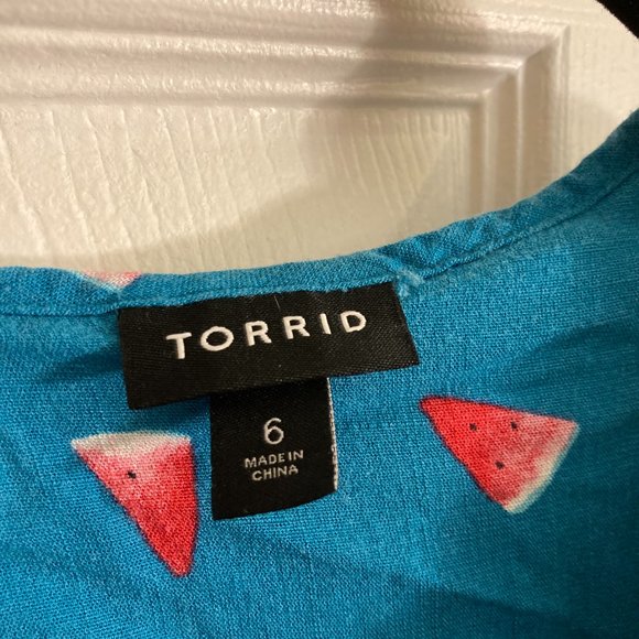 Torrid Women's Top Shirt Sleeveless Aqua Teal Watermelon Plus Size 6XL - Picture 2 of 3